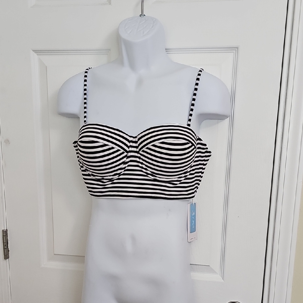 NWT! Cupshe Black and White Striped Bra with Underwire Support